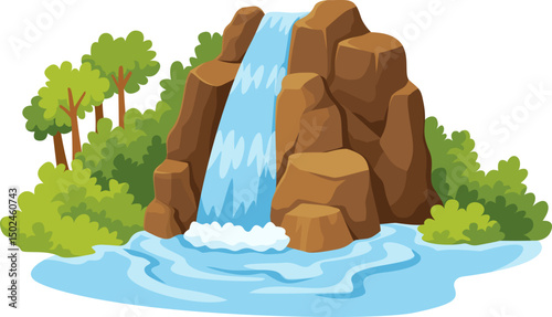 Cartoon Waterfall Illustration