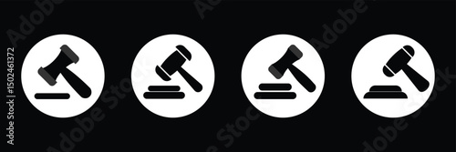 Judge gavel silhouette icon, Judge hammer silhouette vector, Judge gavel icon.
