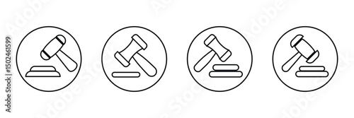Gavel liner icon vector set.