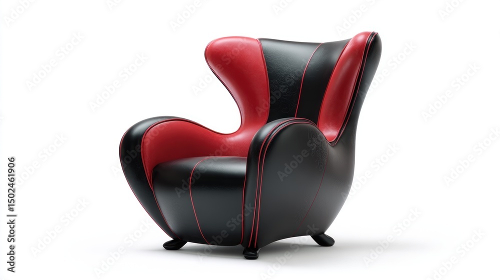 Fototapeta premium Modern red and black armchair