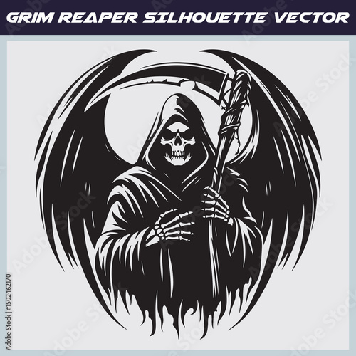 Grim reaper silhouette vector illustration