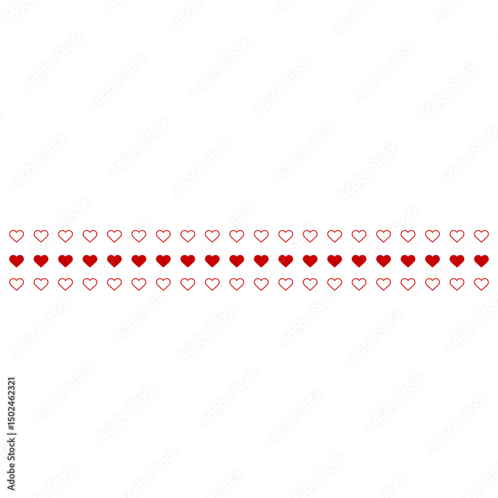 Fototapeta premium Hearts horizontal line simple shape vector template background