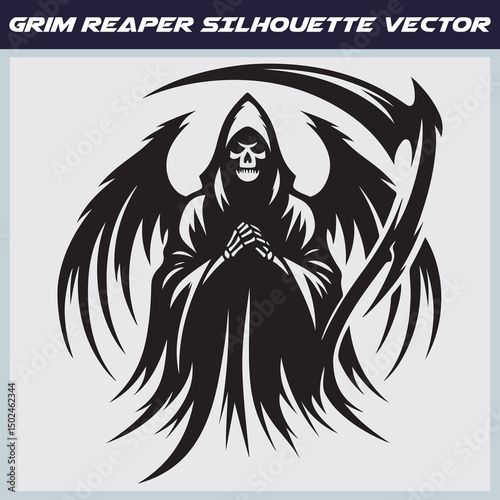 Grim reaper silhouette vector illustration