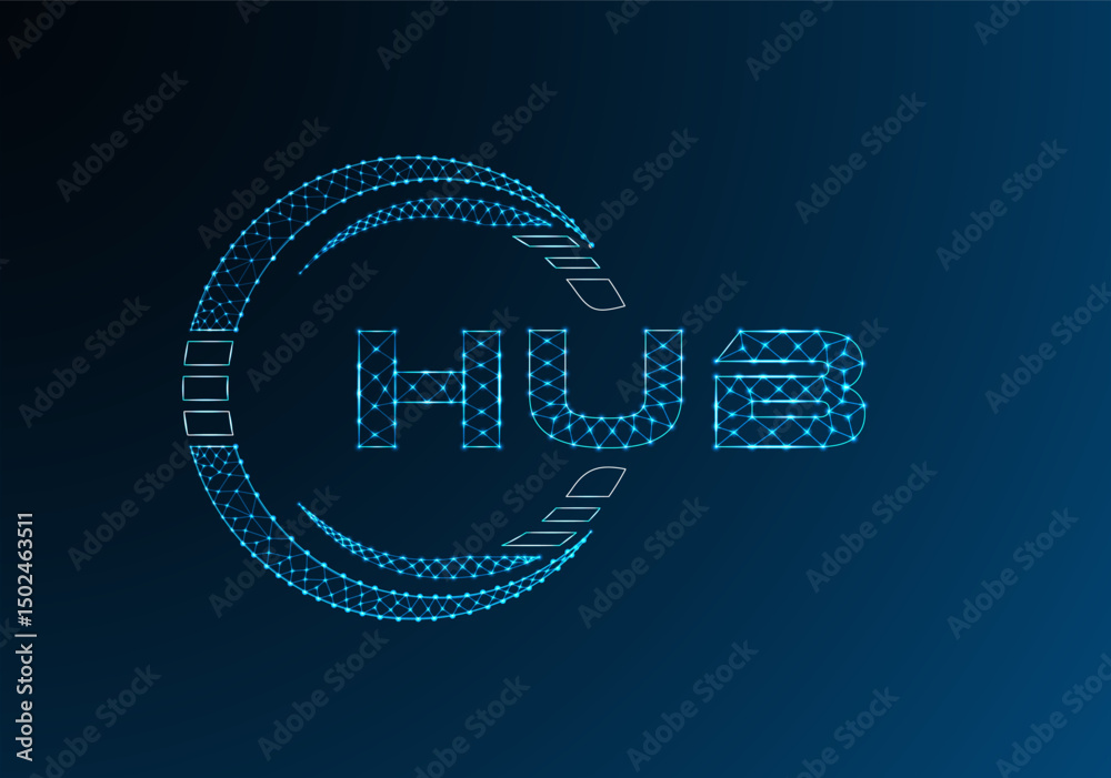 Naklejka premium HUB low poly letter logo vector design. HUB lower poly logo design.
