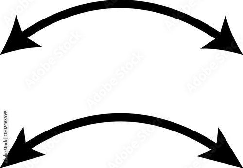 Dual semi circle Arrow icon. Two side arrow icons. Semicircular curved. Replaceable design. Double headed curved arrow symbol
