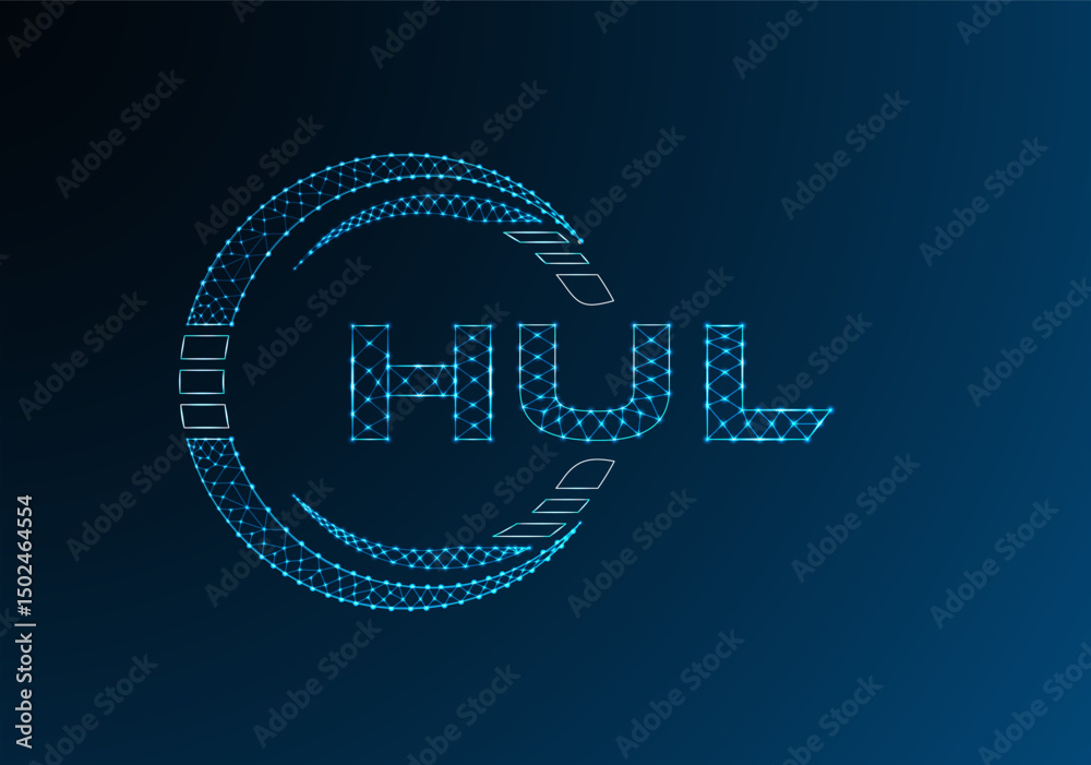 Naklejka premium HUL low poly letter logo vector design. HUL lower poly logo design.