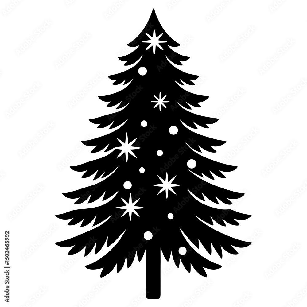Obraz premium Winter-pine Vector Minimal Nature Design on White Background