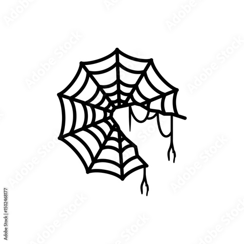 Spider web illustration in black and white style  