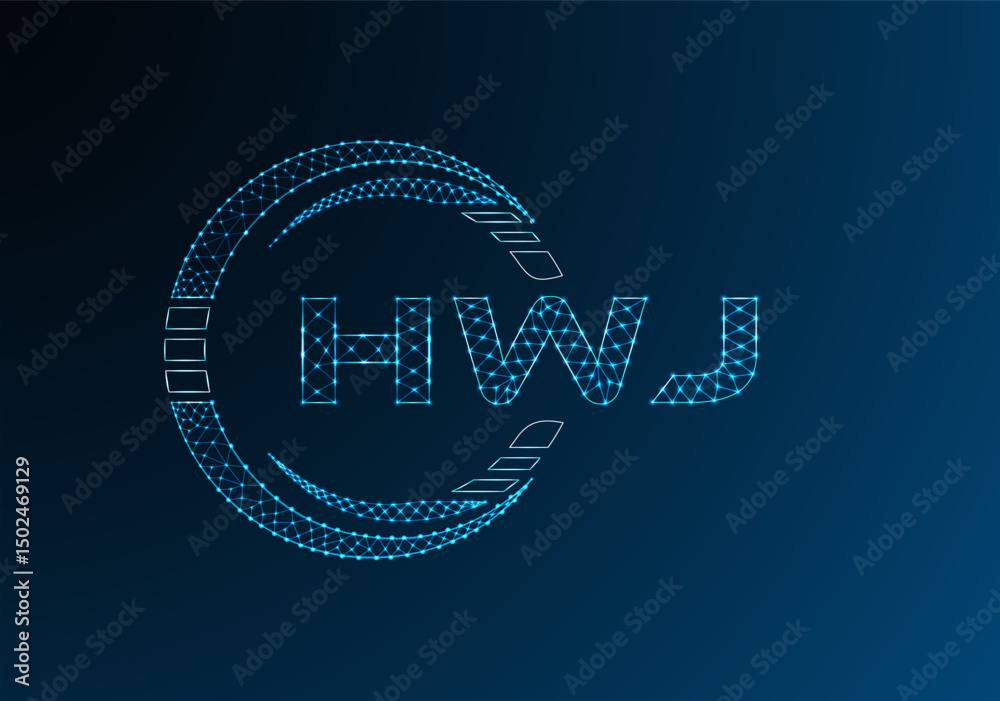 Naklejka premium HWJ low poly letter logo vector design. HWB lower poly logo design.