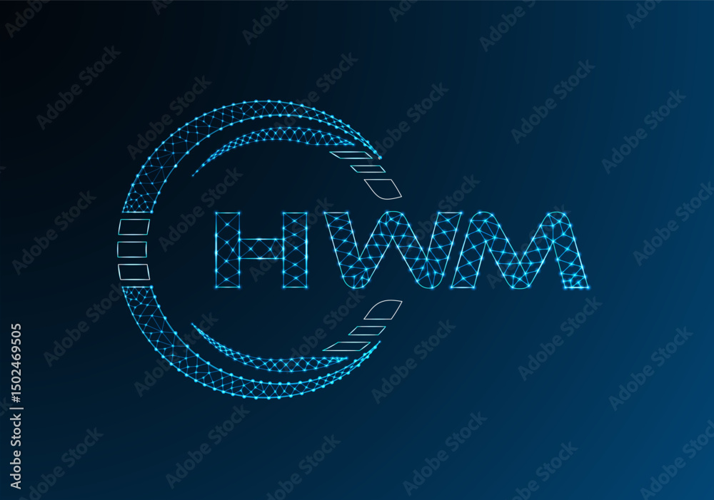Naklejka premium HWM low poly letter logo vector design. HWB lower poly logo design.