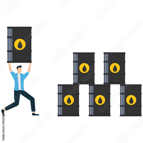 Oil Industry Worker with Barrel � Energy Resource Concept