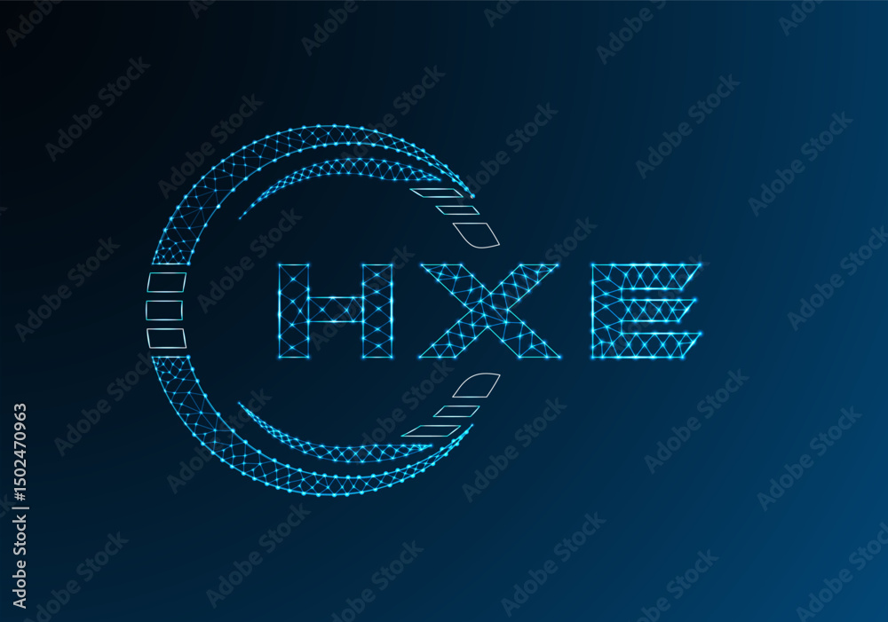 Naklejka premium HXE low poly letter logo vector design. HWB lower poly logo design.