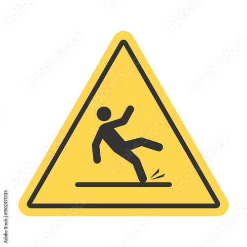 Caution Wet Floor Sign board triangle in yellow background