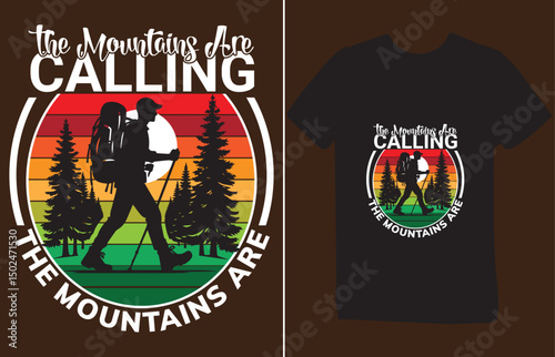 the mountain are calling- vintage camping t - shirt design 