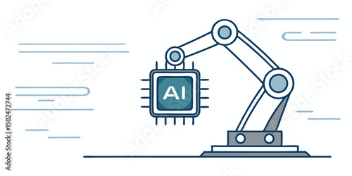 Artificial intelligence processing chip held by a robotic arm innovation concept