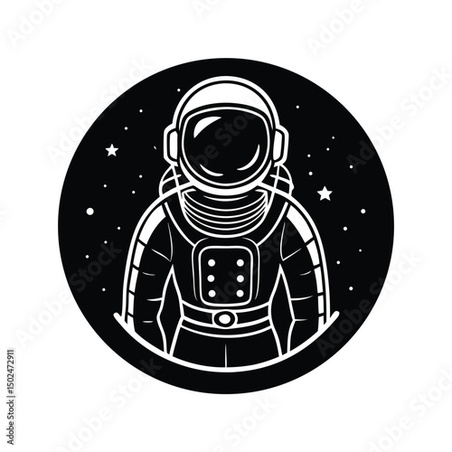 Astronaut in Space A Black and White Illustration