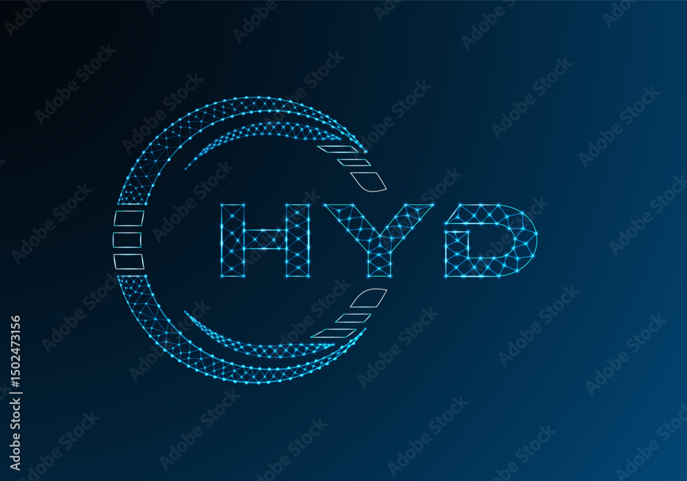 Naklejka premium HYD low poly letter logo vector design. HYD lower poly logo design.
