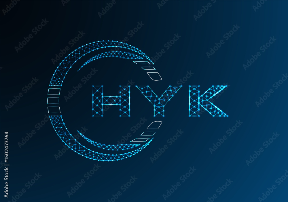 Naklejka premium HYK low poly letter logo vector design. HYK lower poly logo design.