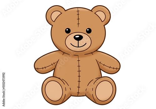 Adorable Brown Teddy Bear Cute Plush Toy Image isolated on transparent background