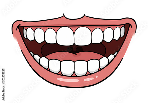 Wide Open Smile Happy Mouth Healthy Teeth Image isolated on transparent background