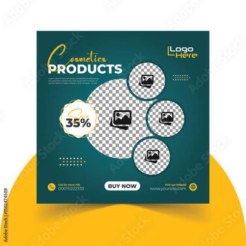 Creative Cosmetics beauty product social media post design. Product banner, templete designModern Cosmetics beauty product social media post design. Product banner, templete design