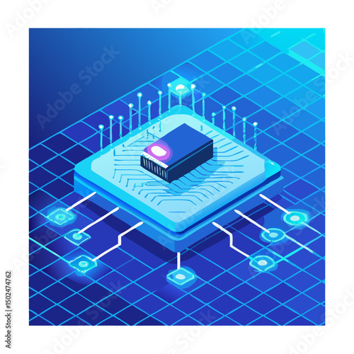 Futuristic Vector Illustration of a Glowing