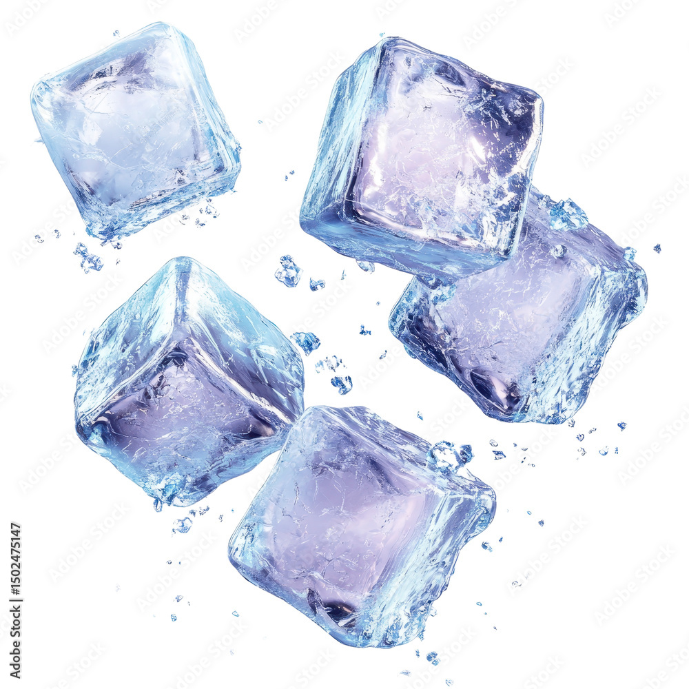 Obraz premium Ice cubes isolated on transparent background