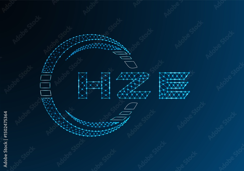 Naklejka premium HZE low poly letter logo vector design. HZE lower poly logo design.