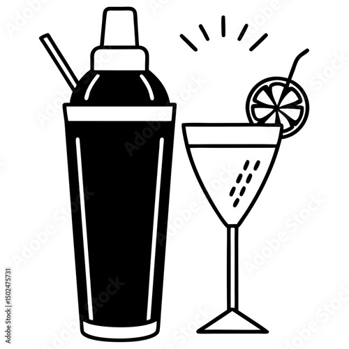 Cocktail-shaker-filled AI Vector Graphic for Bartender & Drink Design Projects