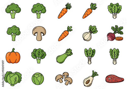 Cute Pixel Art Vegetables Free Clipart  Icons for Design isolated on transparent background