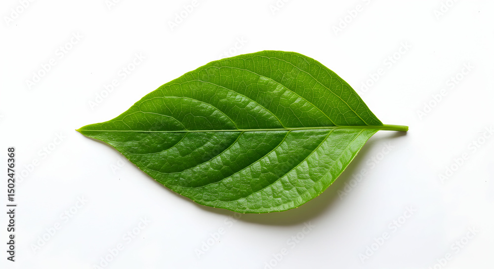 Obraz premium Closeup green leaf isolated on white background