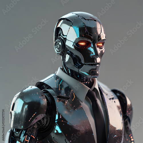 robot control futuristic data screen futuristic modern tech, robot controlling future hologram