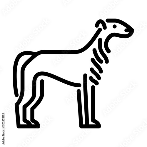 Borzoi Dog outline icon. dog breed black line illustration.
