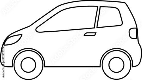 Auto vehicle icon, line art car in simple vector style.