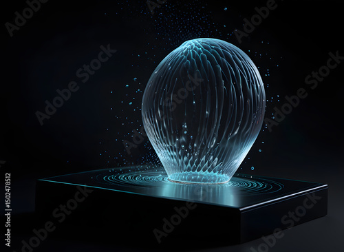Abstract colorful digital particles wave with bokeh
