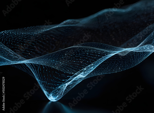 Abstract colorful digital particles wave with bokeh and light background