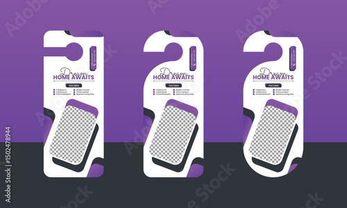 Real Estate Door Hanger Vector Template – AI & EPS Format – Fully Editable, Print-Ready Design for Realtors, Open House, Property Listings