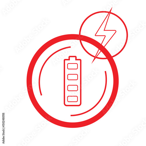 battery vector icon with power or energy symbol