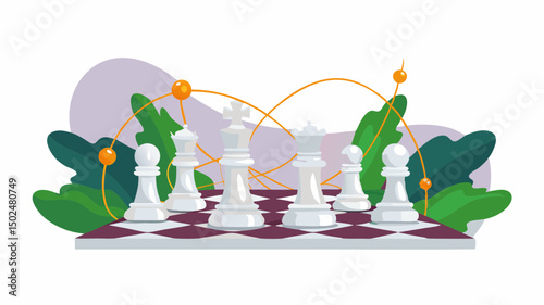 The chess strategy unfolding in an organic world showing complex network and creative thinking in