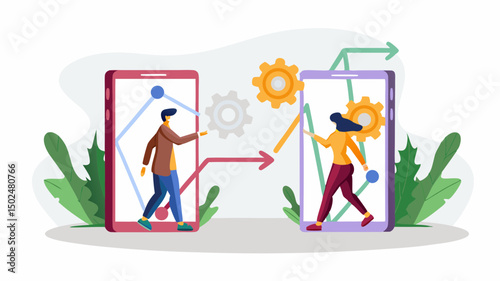 Connecting minds A virtual collaboration bridge between two mobile users in a digital space with