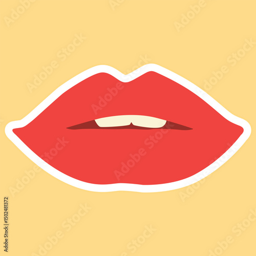 Vibrant Red Lips Sticker Vector for Creative Projects