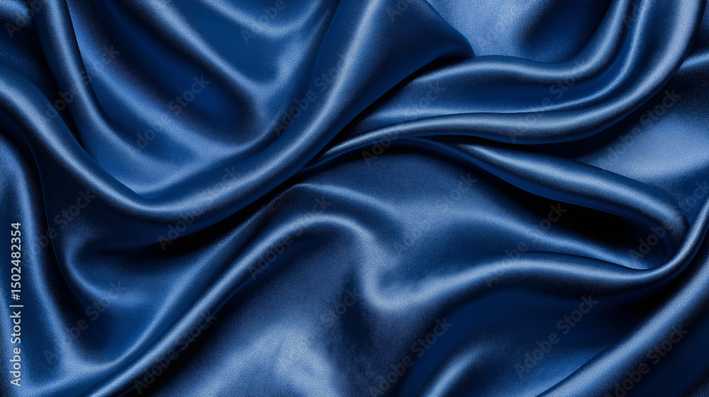 Dark blue fabric background with elegant flowing waves Dark blue fabric background with elegant flowing waves