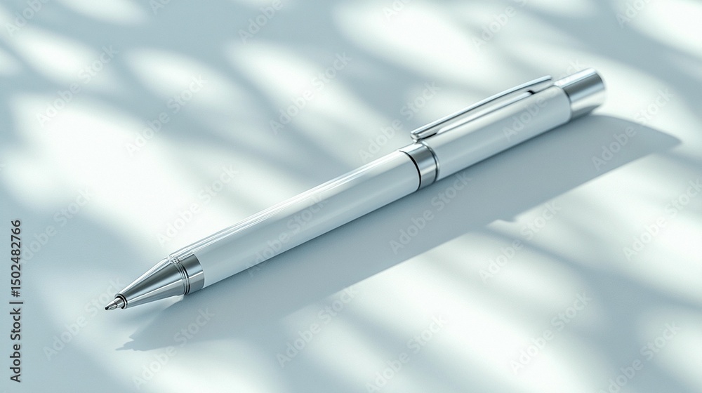 Naklejka premium Elegant White Pen, Smooth Writing