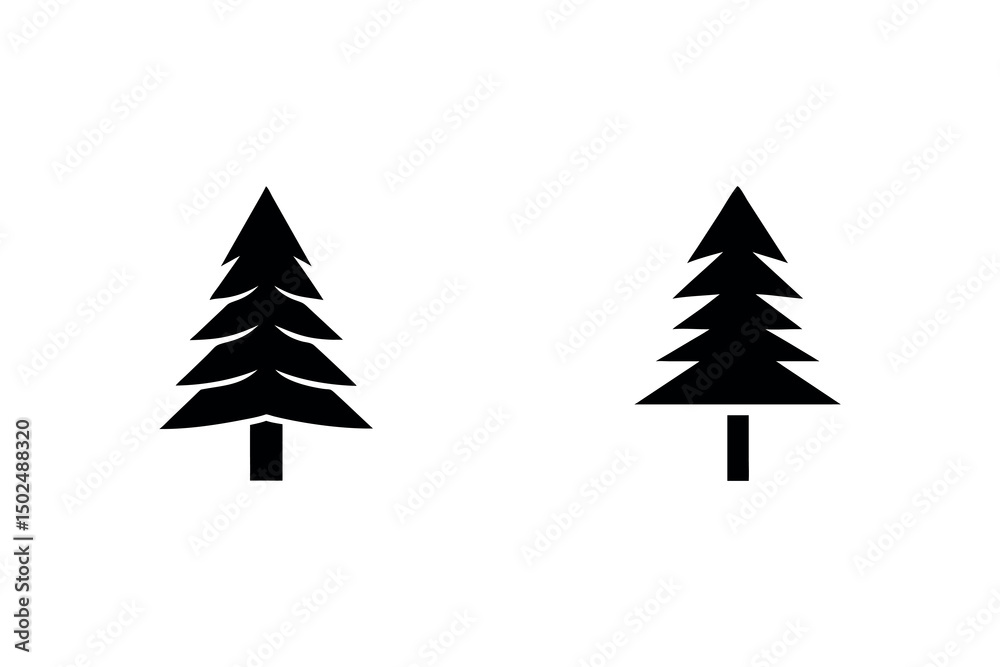 Fototapeta premium Christmas tree icon set. Vector illustration of pine silhouette.