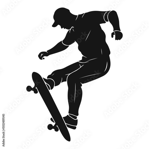 Skating skater black logo silhouette vector