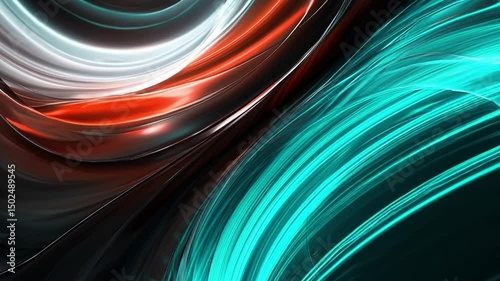Luxury Abstract Motion Background with Green, Orange, Black, and White Flowing Waves