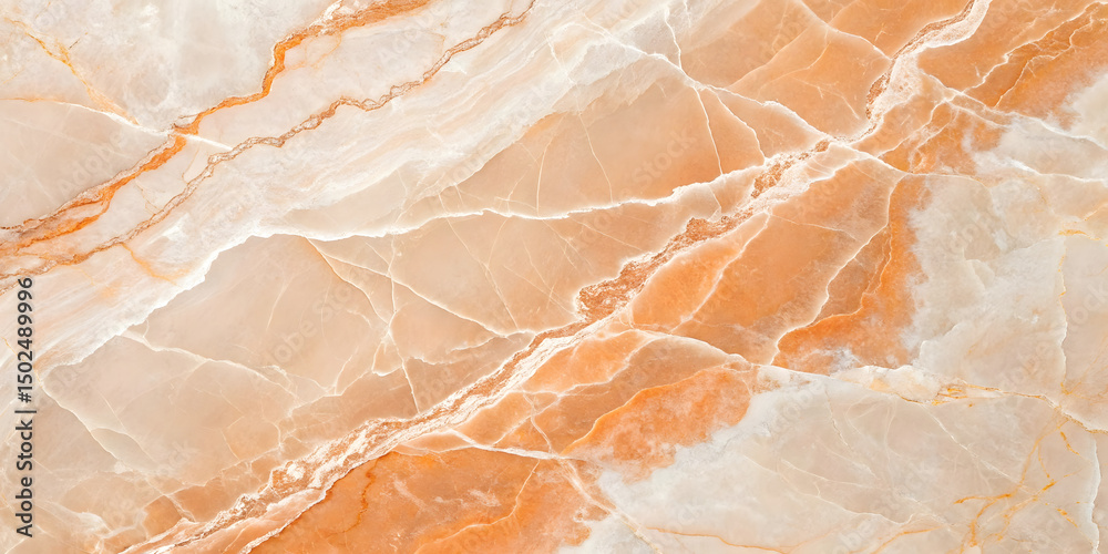 Fototapeta premium Warm honey and cream marble displays flowing, organic patterns. Soft color transitions create peaceful, harmonious composition with gentle curves and natural stone characteristics