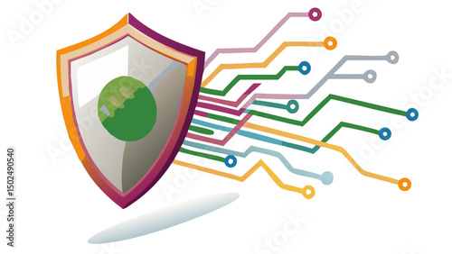 Safeguarding digital realms with a robust shield representing data security innovation on isolated