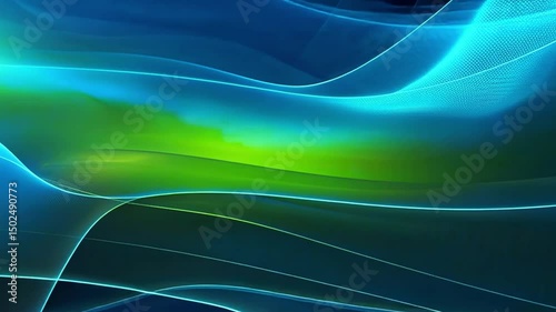 Luxury Abstract Motion Background with Green, blue,  Black, and Yellow Flowing Elements
