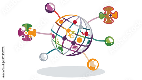 Global network connecting diverse communities worldwide for communication and collaboration on black